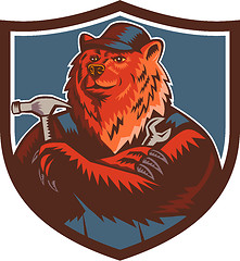 Image showing Russian Bear Builder Handyman Crest Woodcut