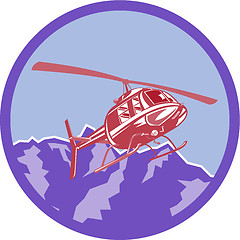 Image showing Helicopter Alps Mountains Circle Retro