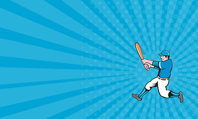 Image showing Business card Baseball Player Batter Swinging Bat Isolated Cartoon