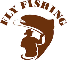 Image showing Trout Fly Fishing Isolated Retro