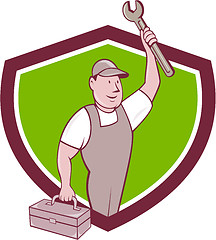 Image showing Mechanic Wrench Toolbox Crest Cartoon