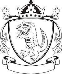 Image showing Alligator Standing Coat of Arms Black and White