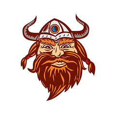 Image showing Viking Warrior Head Angry Isolated Retro