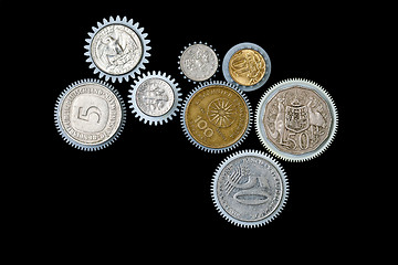 Image showing cogwheel coin on a black background