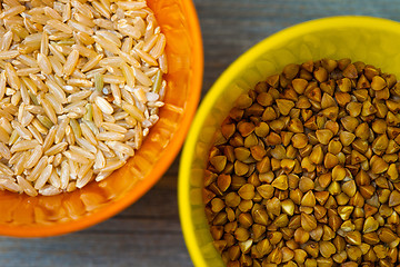 Image showing brown rice and buckwheat