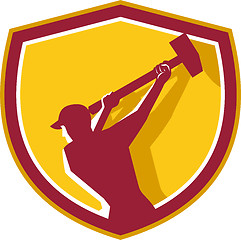 Image showing Demolition Worker Sledgehammer Crest Retro