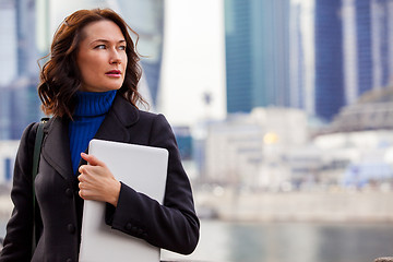 Image showing Successful businesswoman with laptop