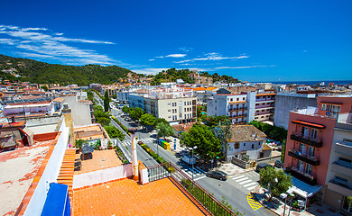 Image showing Spain, Catalonia, Tossa de Mar, 20.06.2013, panorama town street