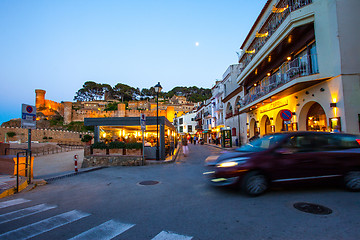 Image showing Tossa de Mar, Passeig del Mar street at summer evening