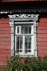 Image showing carvings window log farmhouse  