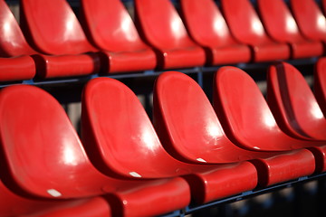 Image showing Red chairs bleachers