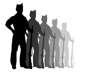 Image showing Silhouettes of riflemens