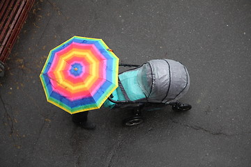 Image showing Baby strollers and umbrella