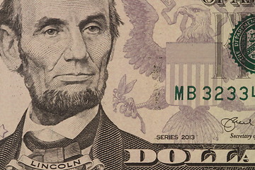 Image showing  Lincoln portrait on banknote