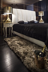 Image showing Interior bedroom in dark colors