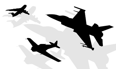 Image showing silhouettes of aircrafts