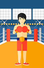 Image showing Confident boxer in gloves.