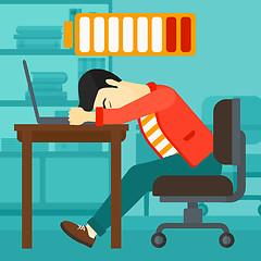 Image showing Employee sleeping at workplace.