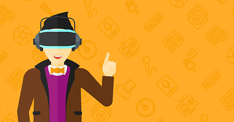 Image showing Man wearing virtual reality headset.