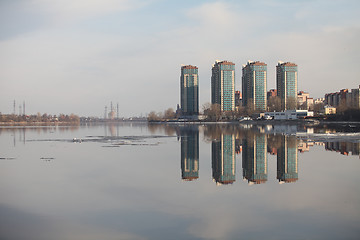 Image showing skyscrapers on the river bank