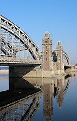 Image showing  old bridge with beacon towers