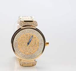 Image showing gold watch with diamonds