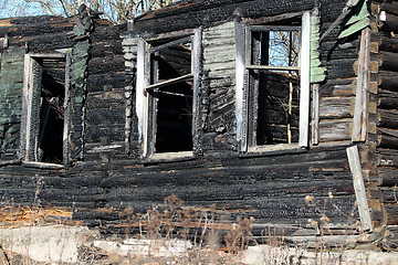 Image showing  empty window burnt house