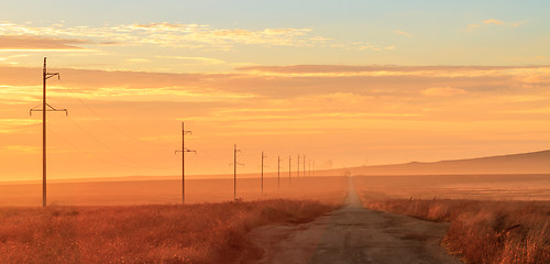 Image showing rural road at sunrise