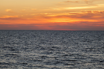 Image showing red sunset over water