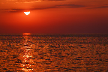 Image showing red sunset over water