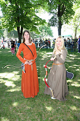 Image showing Girls in medieval clothes