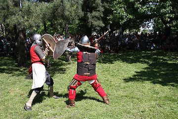 Image showing Two knights fighting