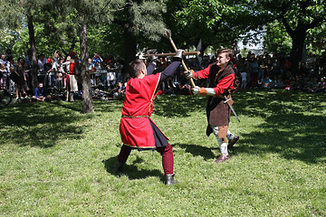 Image showing Two medieval fighters