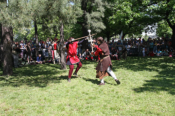 Image showing Two medieval fighters