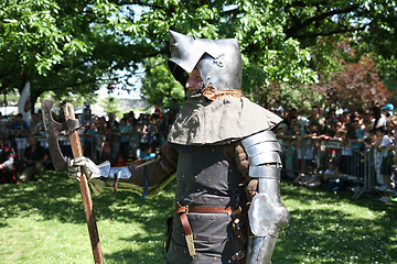 Image showing Armoured medieval warrior