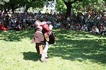 Image showing Medieval wrestling fight