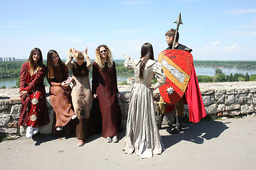 Image showing Posing in medieval clothes