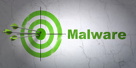 Image showing Protection concept: target and Malware on wall background