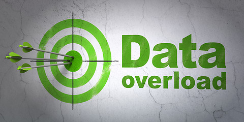 Image showing Data concept: target and Data Overload on wall background