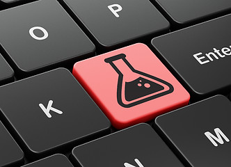 Image showing Science concept: Flask on computer keyboard background