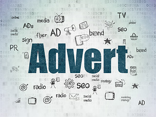 Image showing Marketing concept: Advert on Digital Data Paper background