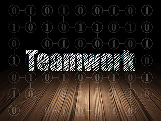 Image showing Business concept: Teamwork in grunge dark room