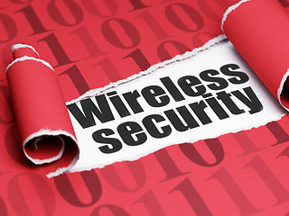 Image showing Security concept: black text Wireless Security under the piece of  torn paper