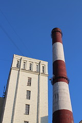 Image showing  striped chimney power station