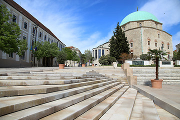 Image showing Szechenyi Square and Mosque of Pasha Qasim in Pecs, Hungary