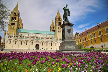 Image showing Statue of Ignac Szepesy and Basilica of St. Peter & St. Paul, Pe