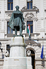 Image showing Statue of Lajos Kossuth and governmental building in Pecs, Hunga