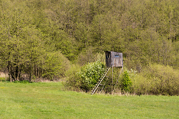 Image showing Wooden Hunters High Seat, hunting tower