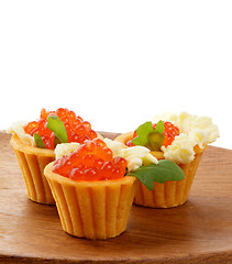 Image showing Red Caviar in Tartlets