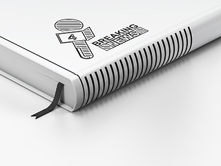 Image showing News concept: closed book, Breaking News And Microphone on white background